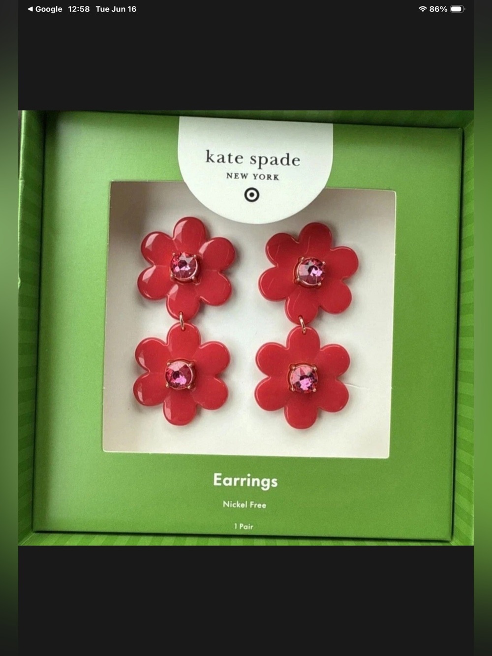 KATE SPADE NY X TARGET RED FLOWER STUD EARRINGS – NEW in Box